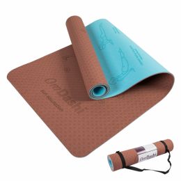 Saltea yoga reversibila, 183x61x0.6cm eco-friendly, TPE, inscriptionata posturi yoga, Sun Salutation Flow 2 in 1 , OmDashi