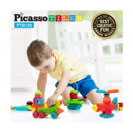 Set PicassoTiles Basic Bristle Shape Blocks - 120 De Forme De Construcție Ce Se Întrepătrund